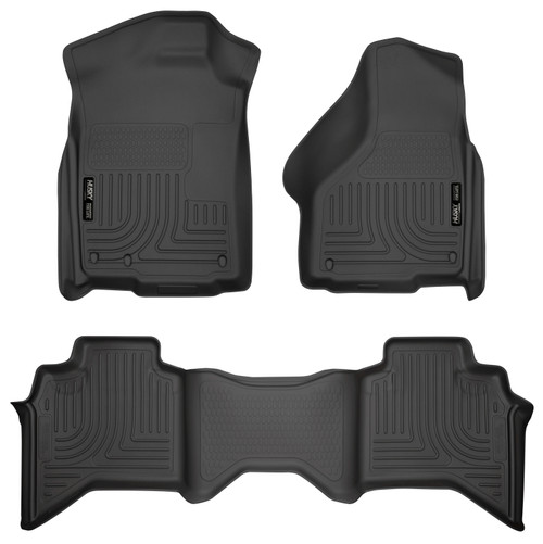 HUSKY LINERS 98031 WEATHERBEATER FRONT & 2ND SEAT FLOOR LINERS FOR 2002-2009 RAM 1500/2500/3500 BLACK