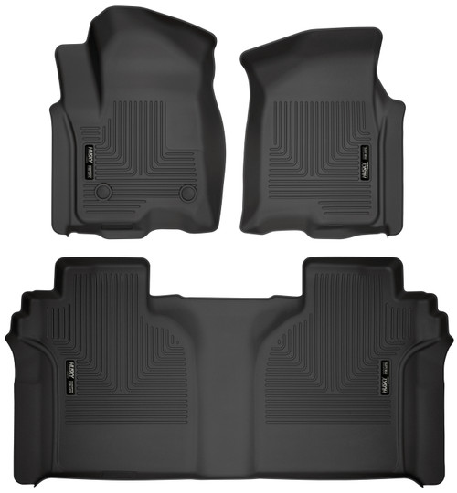 HUSKY LINERS 94021 WEATHERBEATER FRONT & 2ND SEAT FLOOR LINERS FOR 2019-2026 SILVERADO/SIERRA 1500/2500 HD/3500 HD 3 PIECE CREW CAB