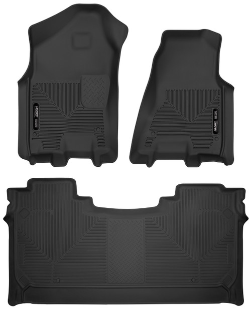 HUSKY LINERS 54608 X-ACT CONTOUR FRONT & 2ND SEAT FLOOR LINERS FOR 2019-2024 1500 CREW CAB