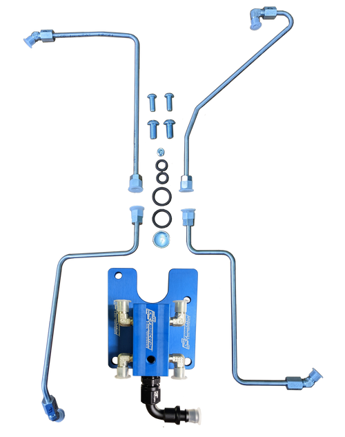 CNC FABRICATION 422012 94.5-98.5 7.3L VALLEY MOUNT FUEL LINE KIT FOR STOCK TURBO BLUE