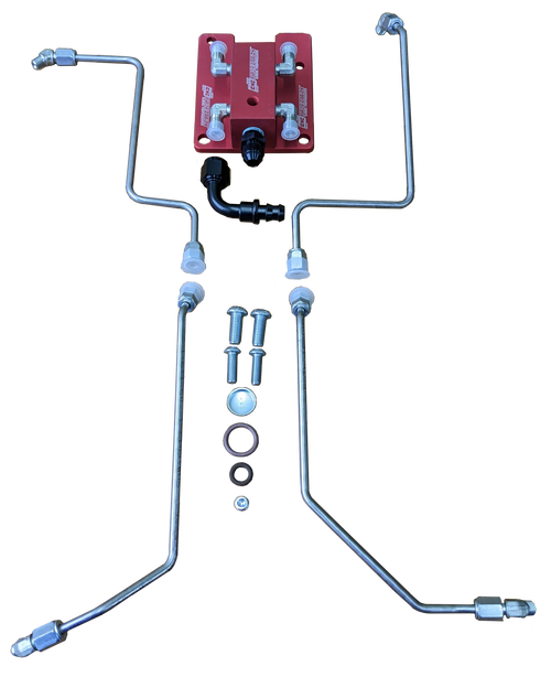 CNC FABRICATION 422016 94.5-03 7.3L T4 TURBO 4-LINE VALLEY MOUNT BOWL DELETE KIT RED