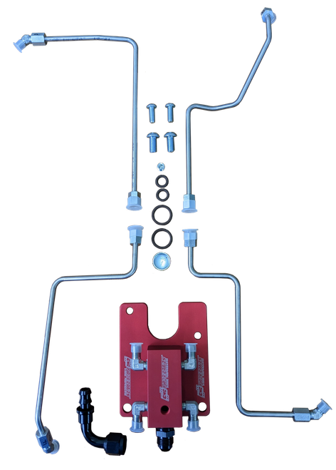 CNC FABRICATION 422019 99.5-03 7.3L 4-LINE FEED VALLEY MOUNT BOWL DELETE KIT RED