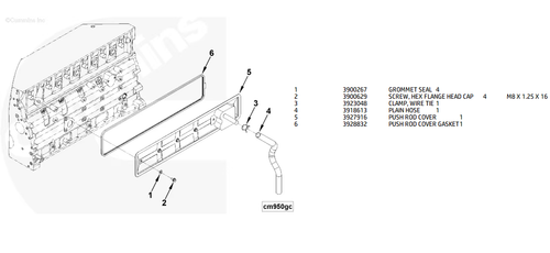 CUMMINS 3990732 OEM TAPPET / PUSHROD COVER – 5.9L 12V (1989–1998)