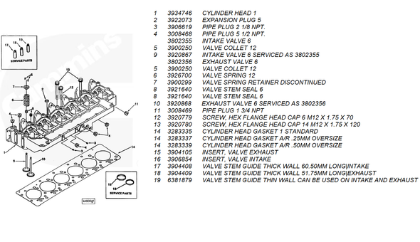 CUMMINS 3906854 VALVE SEAT-INTAKE 1989-1998 CUMMINS 5.9L 12V