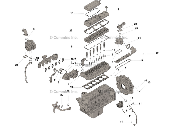 CUMMINS 4376090 UPPER ENGINE GASKET KIT 2013-2018 CUMMINS 6.7L 24V