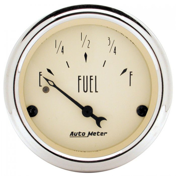 AUTOMETER 1818 FUEL LEVEL GAUGE 2-1/16" IN 0 E TO 30 F ELEC ANTIQUE BEIGE