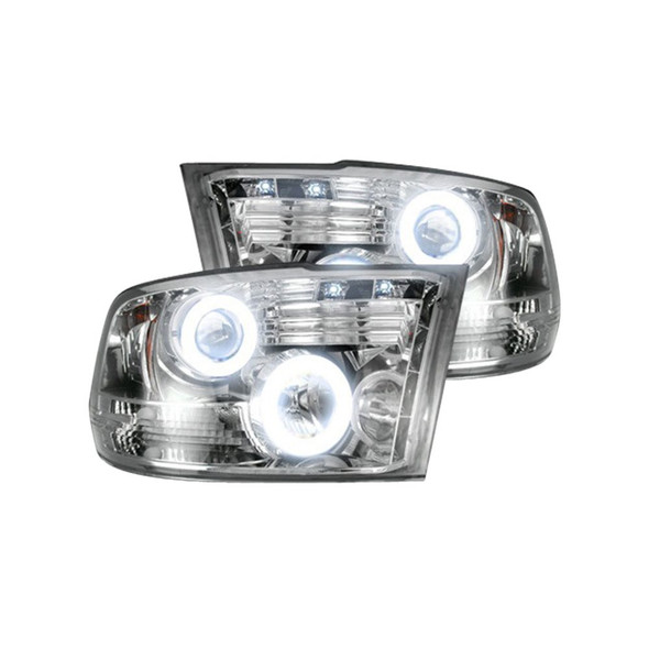 RECON 264270CLCC PROJECTOR HEADLIGHTS CCFL HALOS & DRL IN CLEAR/CHROME DODGE 1500 09-19 & 2500/3500 10-18