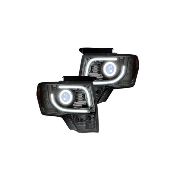 RECON 264190CLC PROJECTOR HEADLIGHTS OLED HALOS & DRL CLEAR/CHROME 09-14 FORD F150 & RAPTOR
