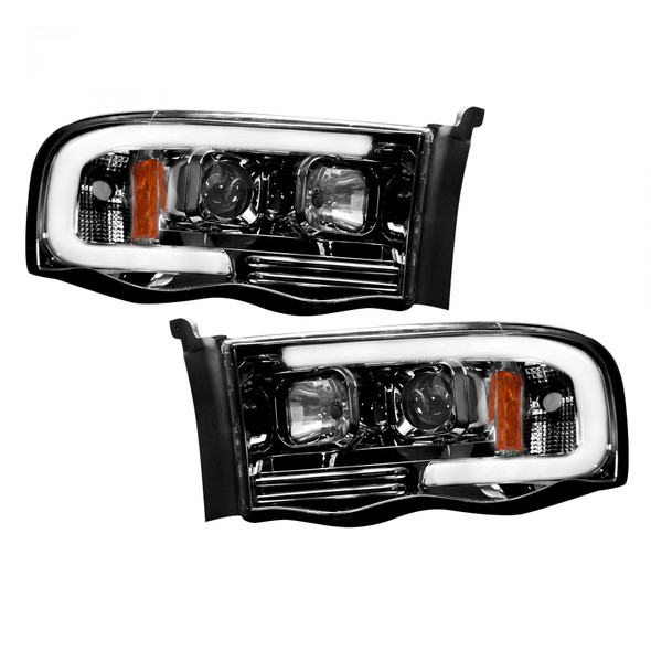 RECON 264191BKC PROJECTOR HEADLIGHTS OLED HALOS & DRL IN SMOKED/BLACK 02-05 DODGE RAM 1500/2500/3500