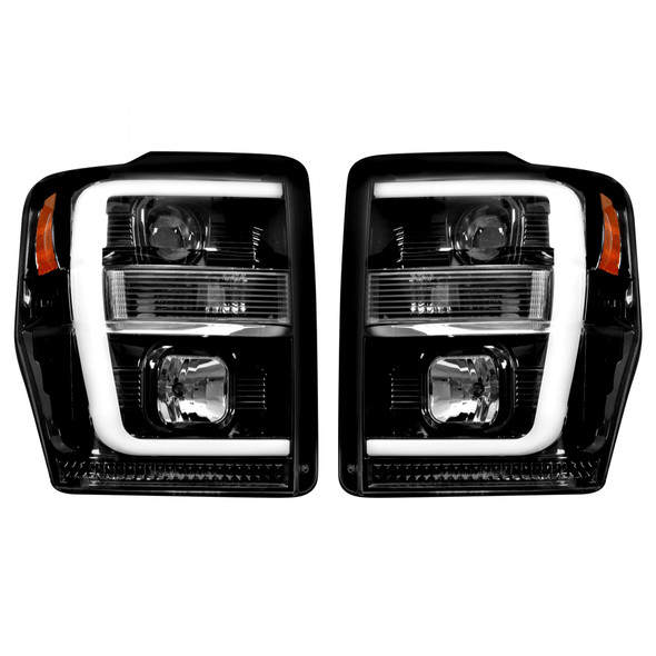 RECON 264111BKHPR PROJECTOR HEADLIGHTS OLED HALOS DRL SMOKED/BLACK 08-10 FORD SUPER DUTY