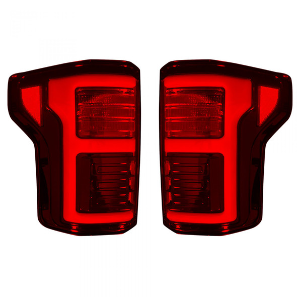 RECON 264268LEDRBK TAIL LIGHTS OLED DARK RED SMOKED FORD F150 15-17 & RAPTOR 17-19 (REPLACES OEM LED)