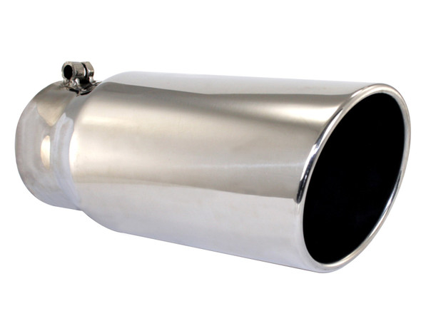 AFE POWER 49-90002 MACH FORCE-XP 304 STAINLESS STEEL CLAMP-ON EXHAUST TIP POLISHED 4 IN INLET X 5 IN OUTLET X 12 IN L