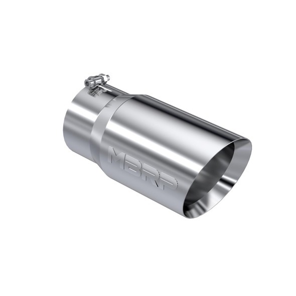 MBRP T5074  UNIVERSAL T304 STAINLESS STEEL TIP  6IN OD DUAL WALL ANGLED 5IN INLET 12IN LENGTH