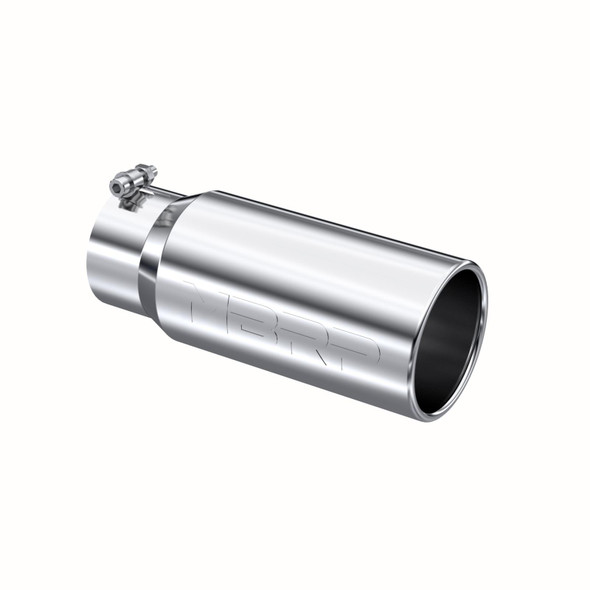 MBRP T5050  UNIVERSAL T304 STAINLESS STEEL TIP 5IN OD ROLLED STRAIGHT 4IN INLET 12IN LENGTH