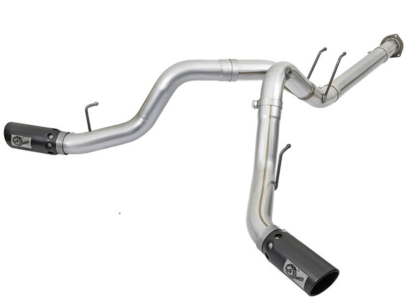 AFE 49-03092-B ATLAS 4 IN Aluminized Steel DPF-Back Exhaust System BLACK TIPS Ford Diesel Trucks 17-23 V8-6.7L (td)