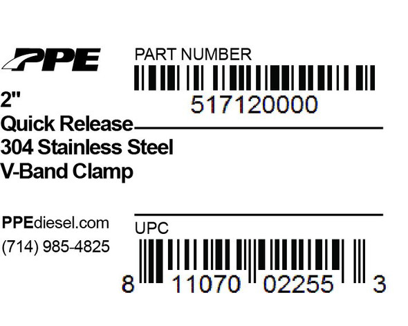 PPE 517120000 2.0 INCH V BAND CLAMP QUICK RELEASE UNIVERSAL