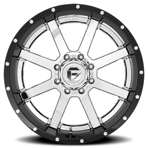 FUEL D26022401747 ALUMINUM WHEELS 22X14 MAVERICK D260 8 ON 170 CHROME/GLOSS BLACK LIP 125.1 BORE -70 OFFSET