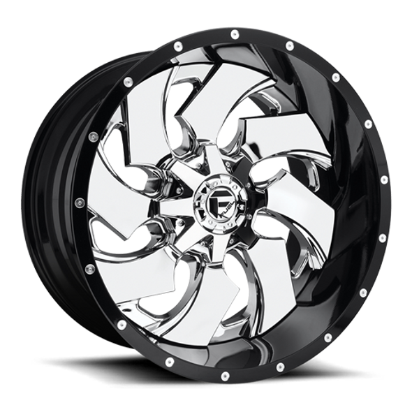 FUEL D24020001847 ALUMINUM WHEELS 20X10 CLEAVER D240 8 ON 180 CHROME/GLOSS BLACK LIP 124.2 BORE -19 OFFSET 8 SPOKE