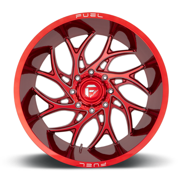 FUEL D74226408245 ALUMINUM WHEELS 26X14 RUNNER D742 8 ON 165.1 CANDY RED MILLED 125.2 BORE -75 OFFSET