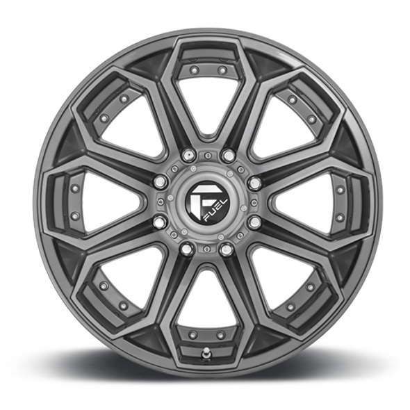 FUEL D70526408245 ALUMINUM WHEELS 26X14 SIEGE D705 8 ON 165.1 BRUSHED GUNMETAL GRAY TINTED CLEAR 125.2 BORE -75 OFFSET