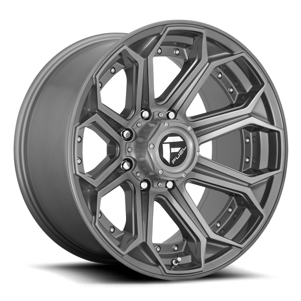 FUEL D70526408245 ALUMINUM WHEELS 26X14 SIEGE D705 8 ON 165.1 BRUSHED GUNMETAL GRAY TINTED CLEAR 125.2 BORE -75 OFFSET