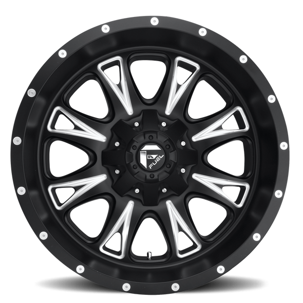 FUEL D51320001750 ALUMINUM WHEELS 20X10 THROTTLE D513 8 ON 170 BLACK MILLED 125.2 BORE -12 OFFSET