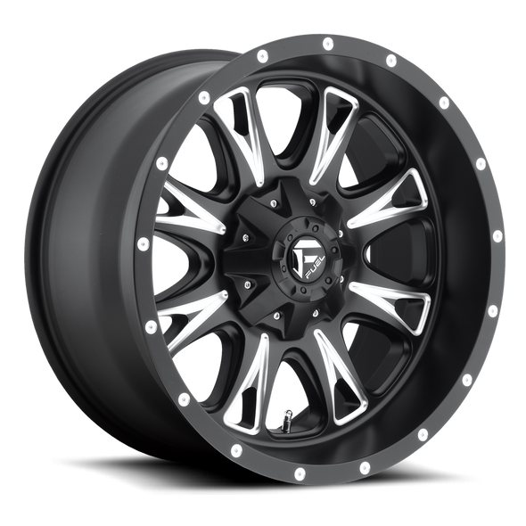 FUEL D51318908257 ALUMINUM WHEELS 18X9 THROTTLE D513 8 ON 165.1 BLACK MILLED 125.2 BORE 20 OFFSET