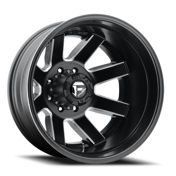 FUEL D53824829325 DUALLY WHEELS 24X8.3 MAVERICK DUALLY D538 8 ON 210 BLACK MILLED 154.3 BORE -195 OFFSET 7 SPOKE OUTER DUALLY