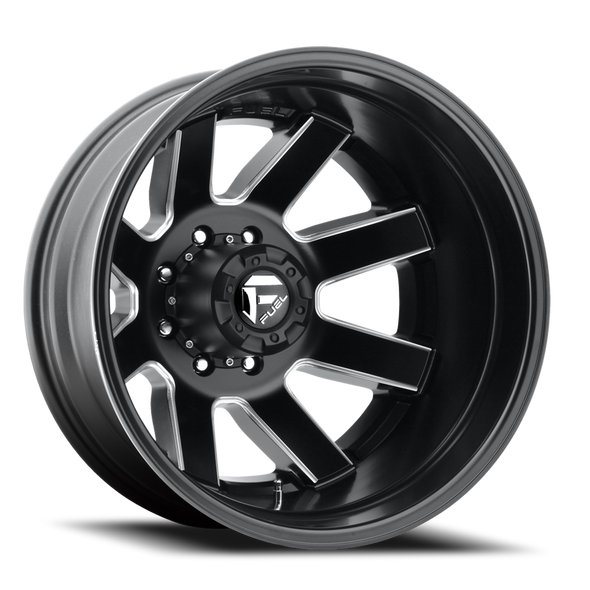 FUEL D53824828D35 DUALLY WHEELS 24X8.3 MAVERICK DUALLY D538 8 ON 165.1 BLACK MILLED 121.5 BORE -239 OFFSET 7 SPOKE OUTER DUALLY
