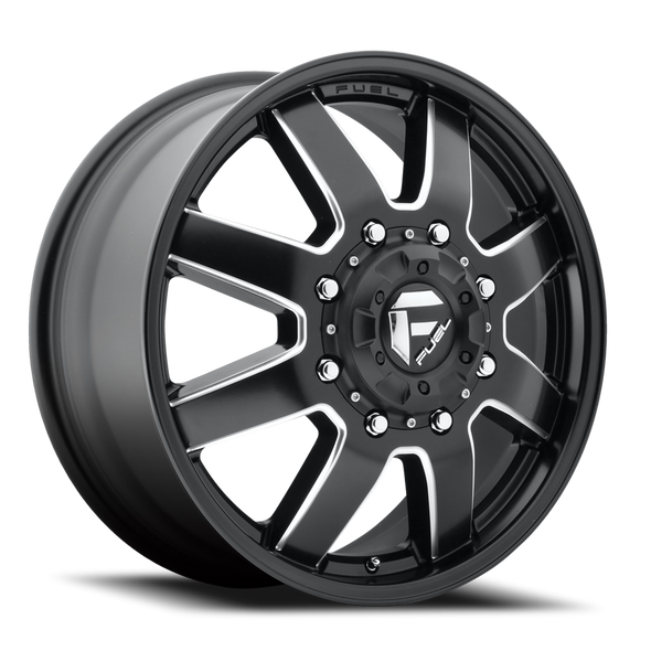 FUEL D538228293 DUALLY WHEELS 22X8.3 MAVERICK DUALLY D538 8 ON 210 BLACK MILLED 154.3 BORE 105 OFFSET 7 SPOKE FRONT DUALLY