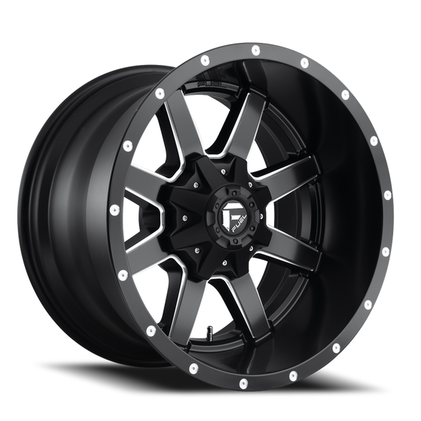 FUEL D53824201747 ALUMINUM WHEELS 24X12 MAVERICK D538 8 ON 170 BLACK MILLED 125.1 BORE -44 OFFSET