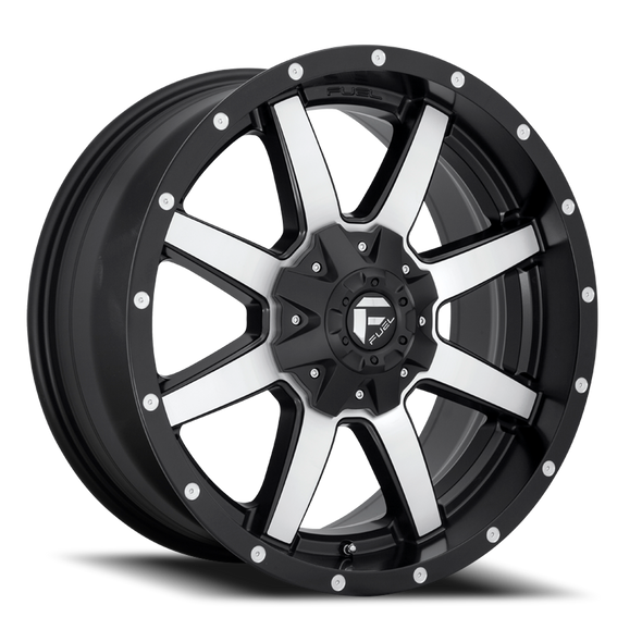 FUEL D53720901750 ALUMINUM WHEELS 20X9 MAVERICK D537 8 ON 170 BLACK MACHINED 125.2 BORE 1 OFFSET