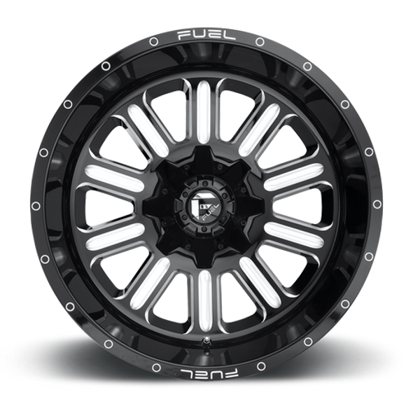 FUEL D62017908250 ALUMINUM WHEELS 17X9 HARDLINE D620 8 ON 165.1 GLOSS BLACK MILLED 125.2 BORE 1 OFFSET