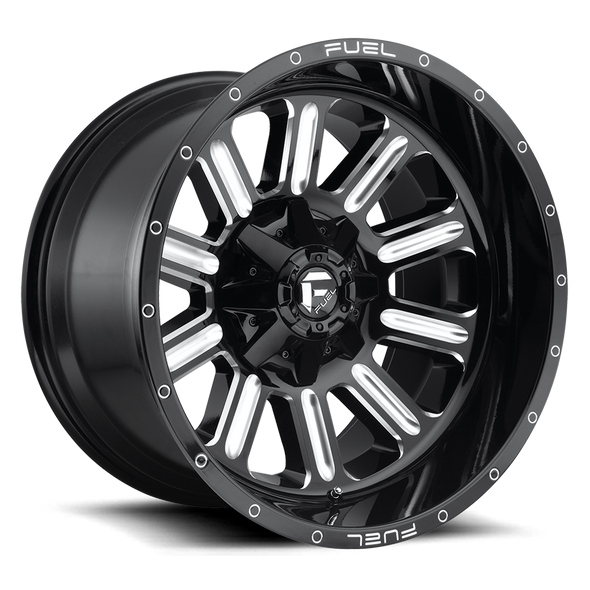 FUEL D62017908250 ALUMINUM WHEELS 17X9 HARDLINE D620 8 ON 165.1 GLOSS BLACK MILLED 125.2 BORE 1 OFFSET