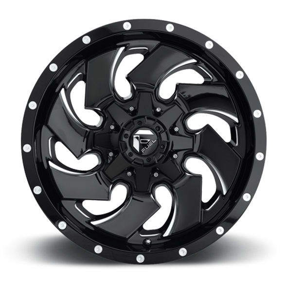 FUEL D57420901750 ALUMINUM WHEELS 20X9 CLEAVER D574 8 ON 170 GLOSS BLACK MILLED 125.1 BORE 1 OFFSET 8 SPOKE