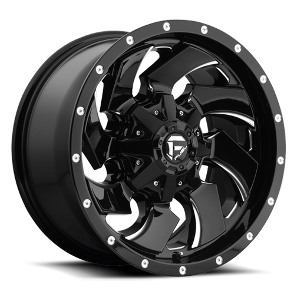 FUEL D57420901750 ALUMINUM WHEELS 20X9 CLEAVER D574 8 ON 170 GLOSS BLACK MILLED 125.1 BORE 1 OFFSET 8 SPOKE