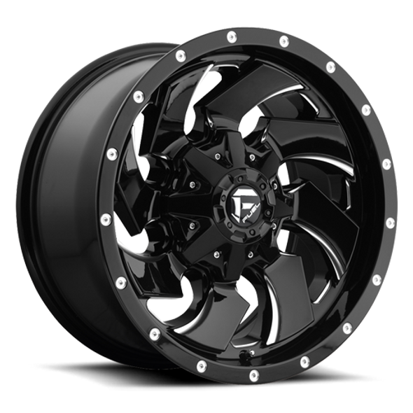 FUEL D57420008247 ALUMINUM WHEELS 20X10 CLEAVER D574 8 ON 165.1 GLOSS BLACK MILLED 125.2 BORE -18 OFFSET 8 SPOKE