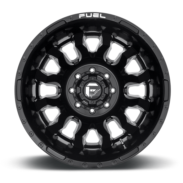 FUEL D67320829245 DUALLY WHEELS 20X8.25 BLITZ DUALLY D673 8 ON 200 GLOSS BLACK MILLED 142 BORE -227 OFFSET MULTI SPOKE OUTER DUALLY