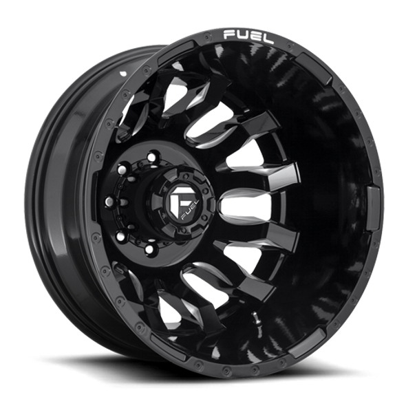 FUEL D67320829245 DUALLY WHEELS 20X8.25 BLITZ DUALLY D673 8 ON 200 GLOSS BLACK MILLED 142 BORE -227 OFFSET MULTI SPOKE OUTER DUALLY