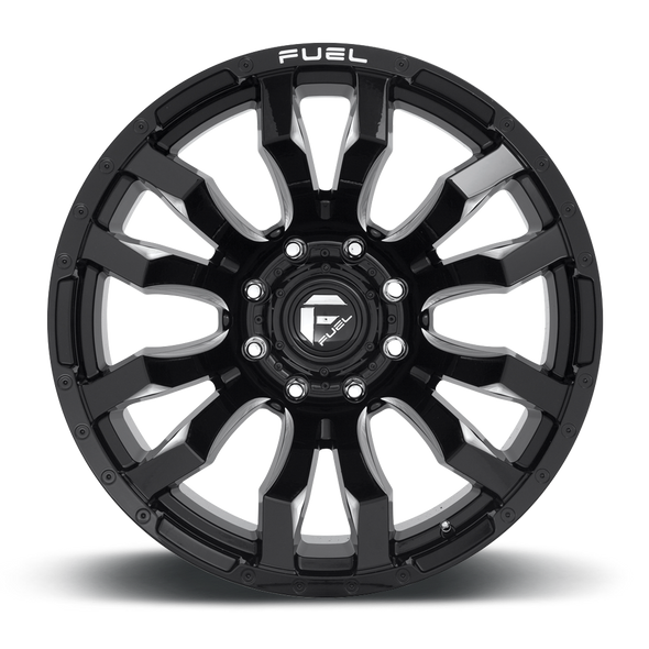 FUEL D67322201747 ALUMINUM WHEELS 22X12 BLITZ D673 8 ON 170 GLOSS BLACK MILLED 125.1 BORE -44 OFFSET MULTI SPOKE