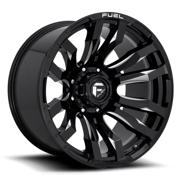 FUEL D67322001847 ALUMINUM WHEELS 22X10 BLITZ D673 8 ON 180 GLOSS BLACK MILLED 125.1 BORE -18 OFFSET MULTI SPOKE