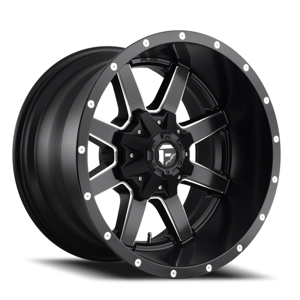 FUEL D53822001857 ALUMINUM WHEELS 22X10 MAVERICK D538 8 ON 180 BLACK MILLED 124.3 BORE 10 OFFSET