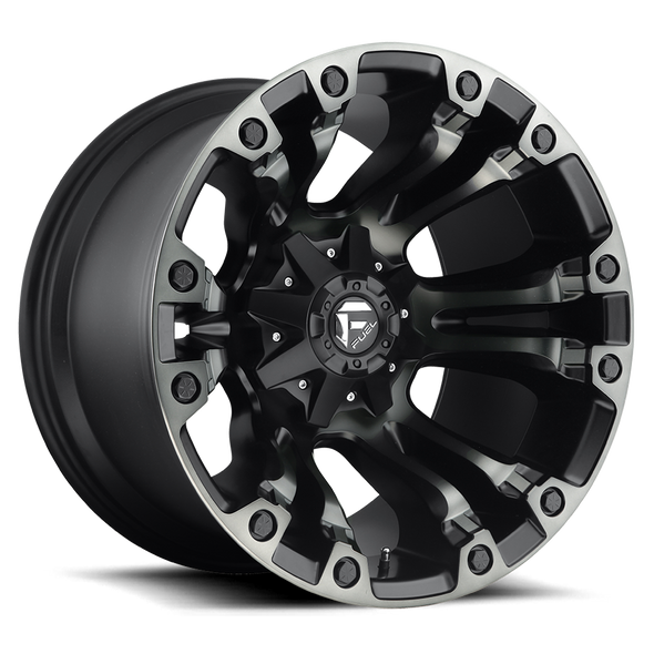 FUEL D56920901850 ALUMINUM WHEELS 20X9 VAPOR D569 8 ON 180 MATTE BLACK DOUBLE DARK TINT 124.3 BORE 1 OFFSET