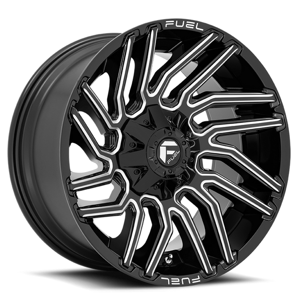 FUEL D77320901750 ALUMINUM WHEELS 20X9 TYPHOON D773 8 ON 170 GLOSS BLACK MILLED 125.1 BORE 1 OFFSET