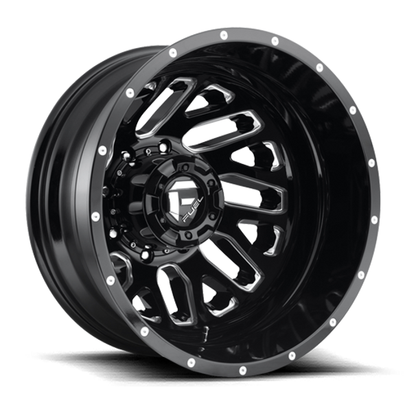 FUEL D58122829345 DUALLY WHEELS 22X8.25 TRITON DUALLY D581 8 ON 210 GLOSS BLACK MILLED 154.3 BORE -246 OFFSET MESH SPOKE OUTER DUALLY