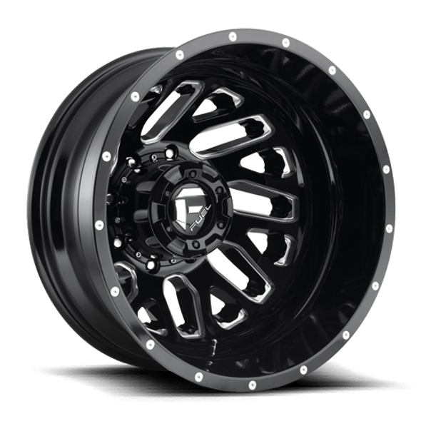 FUEL D58122829335 DUALLY WHEELS 22X8.25 TRITON DUALLY D581 8 ON 210 GLOSS BLACK MILLED 154.3 BORE -221 OFFSET MESH SPOKE OUTER DUALLY