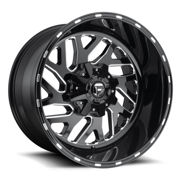 FUEL D58126201847 ALUMINUM WHEELS 26X12 TRITON D581 8 ON 180 GLOSS BLACK MILLED 124.2 BORE -44 OFFSET MESH SPOKE