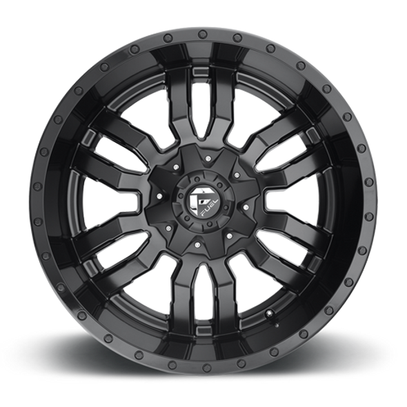 FUEL D59624201747 ALUMINUM WHEELS 24X12 SLEDGE D596 8 ON 170 MATTE BLACK/GLOSS BLACK LIP 125.1 BORE -44 OFFSET