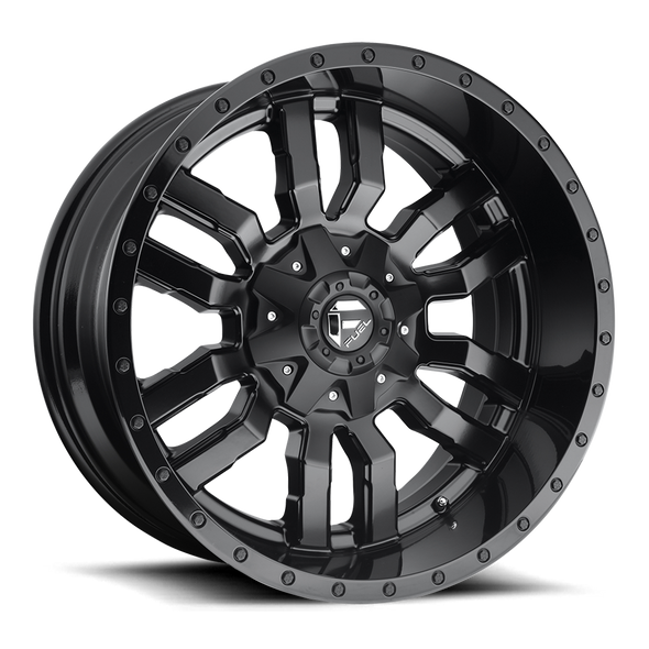 FUEL D59620901857 ALUMINUM WHEELS 20X9 SLEDGE D596 8 ON 180 MATTE BLACK/GLOSS BLACK LIP 124.2 BORE 20 OFFSET