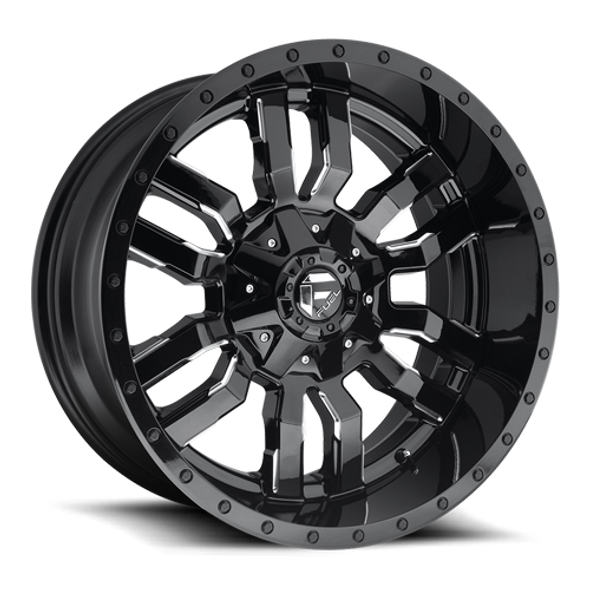 FUEL D59526401745 ALUMINUM WHEELS 26X14 SLEDGE D595 8 ON 170 GLOSS BLACK MILLED 125.1 BORE -75 OFFSET